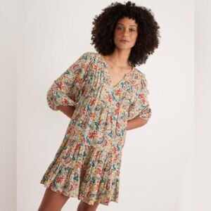 Marine Layer Paisley Colorful Cotton Gauze Flowy Boho Scarlett Mini Dress Large